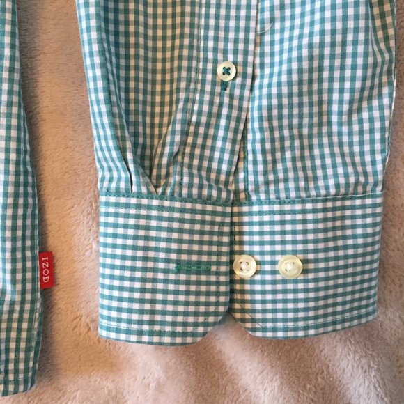 IZOD green/white check  shirt sz XL - Picture 5 of 6